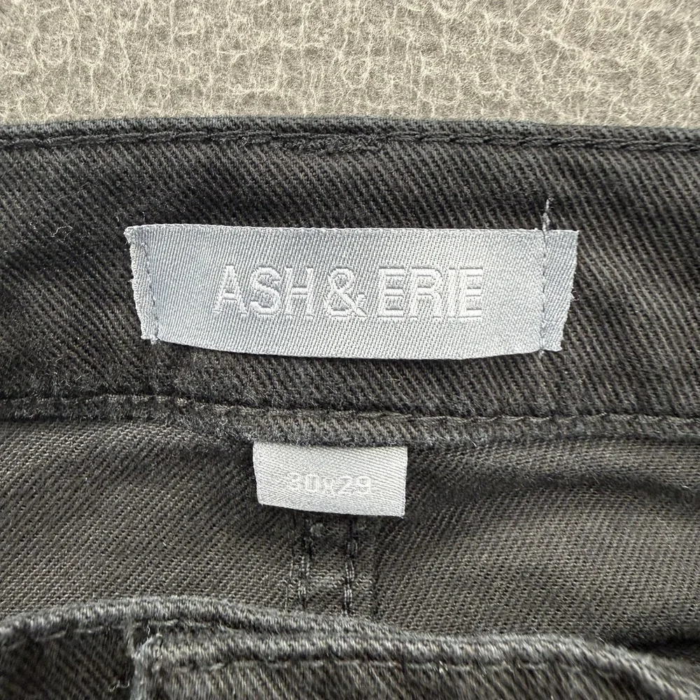 Ash & Erie Jeans Mens 30x29 (Fits 30/28) Black Slim Taper Dark Wash Stretch.